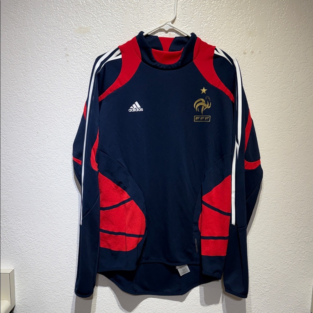 Adidas Navy and Red France Soccer Warmup Jersey